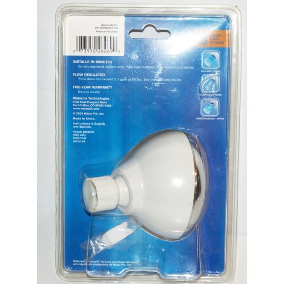 Waterpik Water Massage Fixed Mount New in Package 3 Unique Spray Settings - Picture 4 of 4